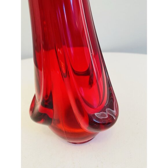 Vintage Viking Epic Drape Amberina Swung Glass Vase 14 3/4" Red Art Glass Vase - Picture 10 of 10